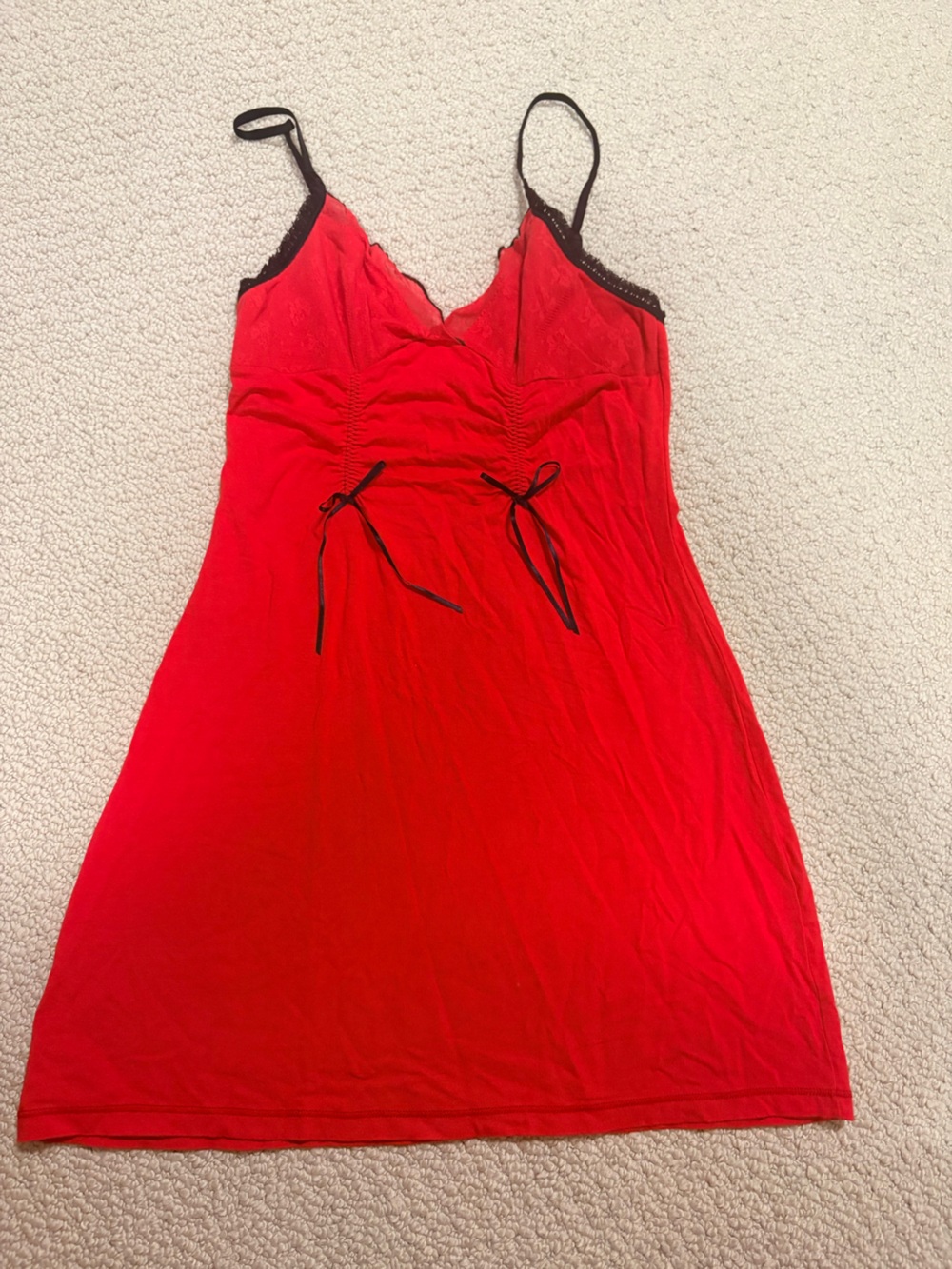Victoria's Secret Red Slip Dress with Black Trim